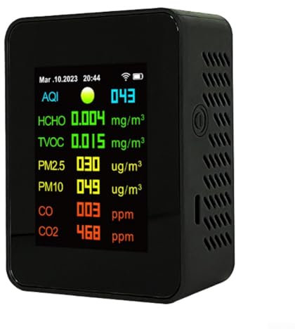 PER TUYA WIFI 9-in-1 Tester di qualità dell'aria interna Tester di anidride carbonica di temperatura (nero)