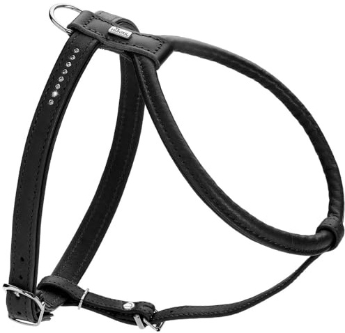 HUNTER Round & Soft Canadian UP Hundegeschirr | geschmeidiges Rindsleder, rundgenäht, fellschonend, nachhaltig, Made in Germany, Farbe: Schwarz, Größe: S/2