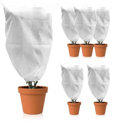 HW CASA 6 Pezzi Tessuto Non Tessuto per Piante,60 * 80CM,Telo Antigelo per Piante Applicabile alle Piante da Esterno,Protezione da Gelo,Vento e Insetti,Copri Piante Inverno Traspiranti,Bianco