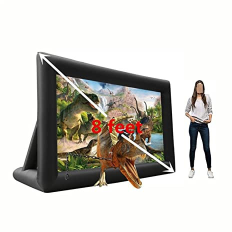 XMWOEIX Projector Screen, 8ft 10ft 16ft Inflatable Outdoor Projector Movies Screen With 12V Quiet Safety Fan And Portable For Theme Party Celerbration HD Blow Up Movie Screen(8ft)
