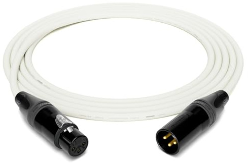 enoaudio Mogami 2534 Quad Professional Studio Cable Balanced Microphone | Neutrik Gold XLR Female - XLR Male | HiFi, White, 0.5 m