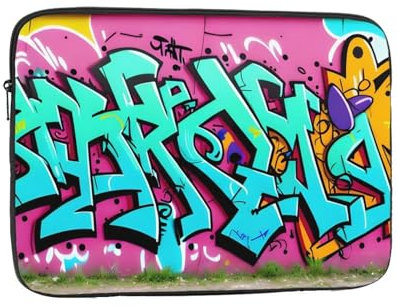 NNSOOD Graffiti-Hip-Hop-Drucke, tragbare Laptop-Hülle, stoßfest, tragbar, 10 Zoll, für Damen und Herren, Geschäftsreisen, Büro und den täglichen Gebrauch
