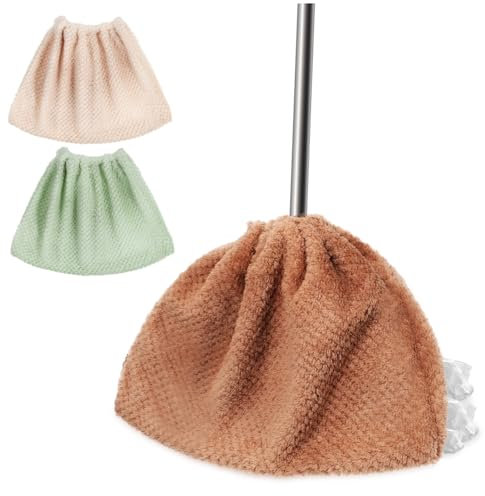 IWOWHERO Lot de 3 Housses de Balai Lavables Housses de Nettoyage Réutilisables Housse Absorbante pour Ménage et Bureaux Chiffons de Nettoyage