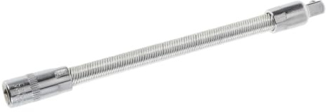 NUOBESTY Flexible Steckschlüsselverlängerung mit Federverbindung aus Metall | Kfz Wartung und Mechanische Bearbeitung, Weiche Verbindungsstange, Silberfarben, 1/4 Zoll