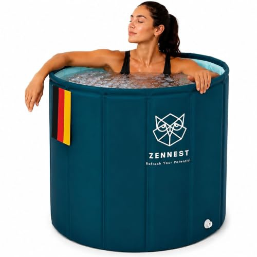 Zennest Foldable Portable Bathtub for Adults – 2-in-1 Hot & Cold Plunge, 105-Gal Large Capacity Collapsible Bathtub Adult, 6-layer Insulated Portable Soaking tub - Space-saving Design
