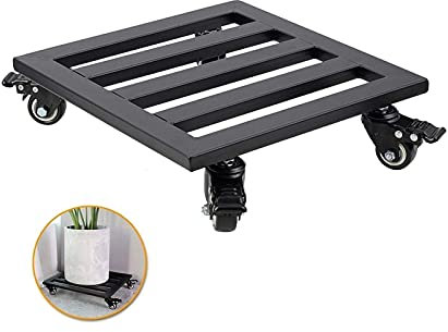 Pflanzenroller aus Metall mit Rollrädern, robuste quadratische Pflanzenrolle, 360° feststellbare Lenkrollen für den Innenbereich