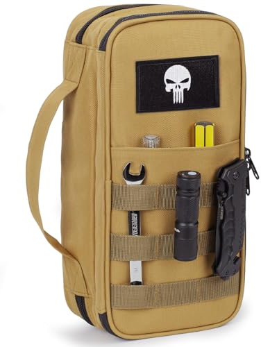 Bolsa de herramientas táctica para hombre – Organizador multiusos resistente al agua con gran apertura y cremallera, caja de herramientas pequeña y duradera para reparaciones, carpinteros y manitas