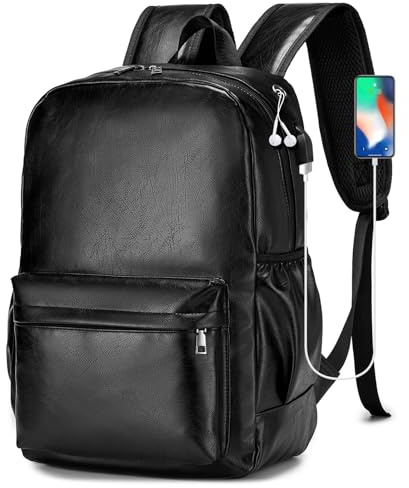 SPAHER Zaino da Viaggio PU Pelle Aereo 40x30x20 Ryanair Wizzair Zaino Porta PC 15,6 Pollici con Porta di Ricarica USB Donna Uomo 25L Piccolo Zaini da Cabina Lavoro Bagaglio a Mano Travel Backpack