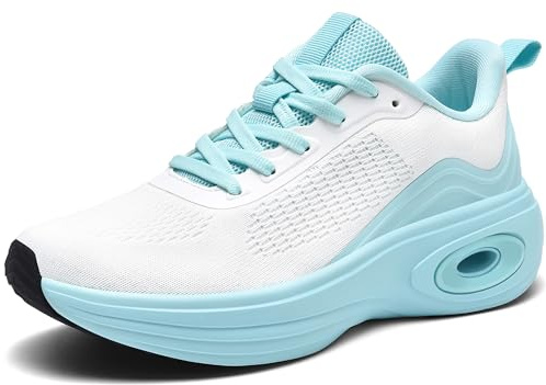 Chaussures de course légères pour femme en maille respirante rembourrée pour le sport, le tennis, le jogging, la salle de sport en plein air, bleu, 37 EU