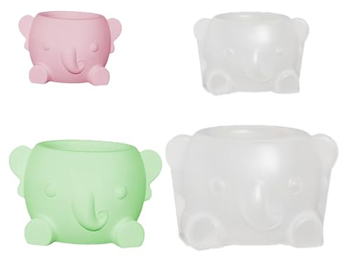 Lot de 2 pots de fleurs en silicone résistant aux hautes températures pour plantes grasses à la main, décoration de bureau, intérieur/extérieur