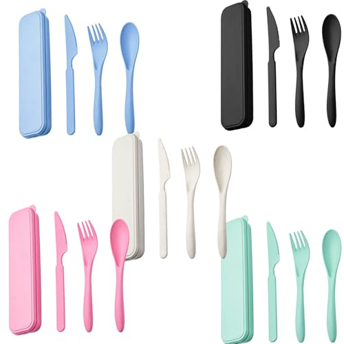 5-Piece Travel Utensil Set with Case - Compact & Reusable Cutlery for Picnics, Camping & Daily Use
