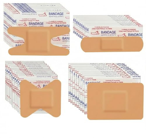 200 Pcs Waterproof Bandages, Khaki Adhesive Bandaids in 4 Shapes, Flexible PE First Aid Plasters with Non-Stick Pad, Breathable Wound Care Supplies for Minor Cuts and Scrapes