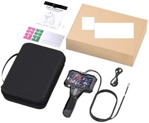 Ancel 2-Way Articulating Borescope Camera 7 LED Light Industrial Endoscope Inspection Camera 6.5MM Front and Side Camera