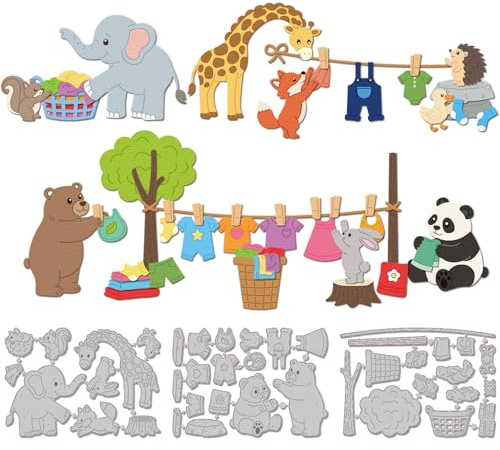 GLOBLELAND Animal Laundry Party Metal Die Cuts Funny Giraffes Cutting Dies for DIY Scrapbooking Paper Card Making Album Art Craft Decoration