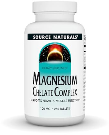 Source Naturals Magnesium Chelate - Supports Nerve & Muscle Function - 250 Tablets