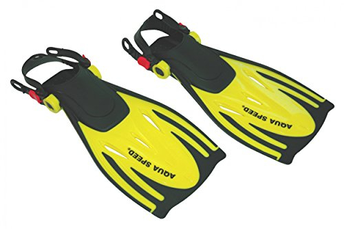 Aqua Speed Flossen Tauchen Schnorcheln | Taucherflossen | Schwimmflossen für Herren | Schnorchelflossen verstellbar | Gr. 42-45, gelb | Wombat