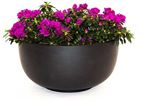 Pflanzkübel, Pflanzschale Fiberglas D60xH30cm elegant schwarz-matt.