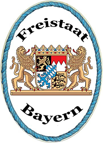 Kaltner Präsente Geschenkidee - Holz Geschenkartikel Deko Türschild im Antik Design Dekoartikel Motiv Wappen Freistaat Bayern (18 x 13 cm)