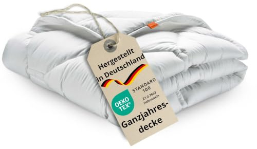 sleepling Ganzjahresdecke 200x200 cm, Ganzjahresbettdecke, Komfort 300 | Ganzjahres Bettdecke, 100% Baumwolle (Satin), Füllung HCS-Faserkugeln, Decke 200 x 200 cm, Made in Germany, OEKO-TEX