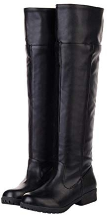 ACE SHOCK Men's Cosplay Boots Knee High Equestrian Riding Tall Boots Costume Shoes (10, Black)