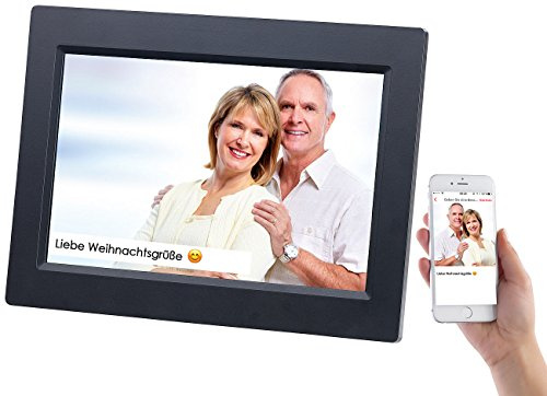 Somikon Bilderrahmen Digital: WLAN-Bilderrahmen mit 25,7-cm-IPS-Touchscreen & weltweitem Bild-Upload (Digitaler Senioren, Fotorahmen, LCD)