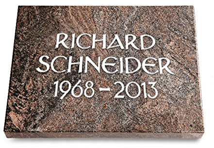 MEMORUM Grabmale Grabtafel, Grabplatte, Grabstein, Grabkissen, Urnengrabstein, Liegegrabstein Modell Pure 40 x 30 x 3-4 cm Paradiso-Granit, poliert inkl. Gravur (Ohne Ornament)