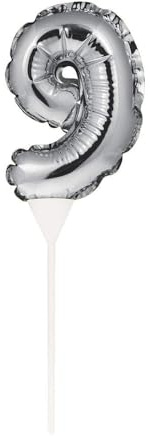 Creative Converting PC337511 Silver Number 9 Inflatable Mini Balloon Cake Topper-1 Pc