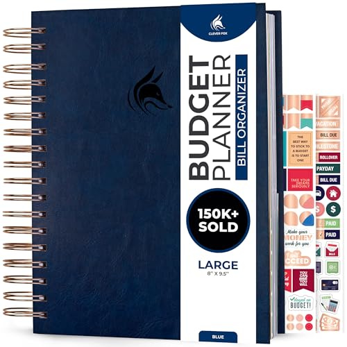 Clever Fox Budget Planner & Monthly Bill Organizer With Pockets. Expense Tracker, Budgeting Journal & Financial Book. Large, 8x9.5 (Dark Blue)