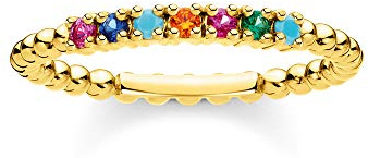 Thomas Sabo Femme Bague Perles Pierres Multicolores Or Argent Sterling 925, Doré Or Jaune 18 Carats TR2323-488-7