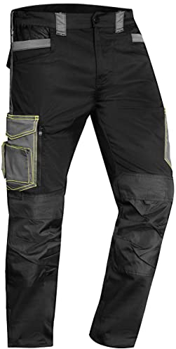 ACE Genesis Pantaloni da Lavoro da Uomo - Pantaloni Cargo Elasticizzati in Vita - Neri - 58