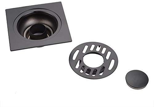 Mattschwarzer Bodenablauf, Duschbodenablauf aus Edelstahl, Duschablauf mit Quadratischem Boden und Abnehmbarem Gitterrost für Küche, Bad(Washing Machine Floor Drain)