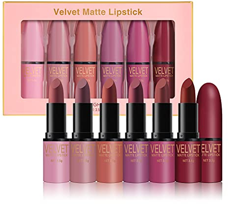 6 Farben Matte Lippenstift Set Petansy Long Lasting Waterproof Velvet Lipstick Kit Velvet Smooth Lipstick Gift Set mit Geschenkbox