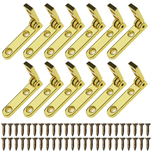 EMSea 12pcs Charnières de Boîte à Bijoux Charnière Pliante à 90 Degrés avec Vis de Montage Charnière à Bijoux en Alliage de Zinc Accessoires de Boîte en Bois Or