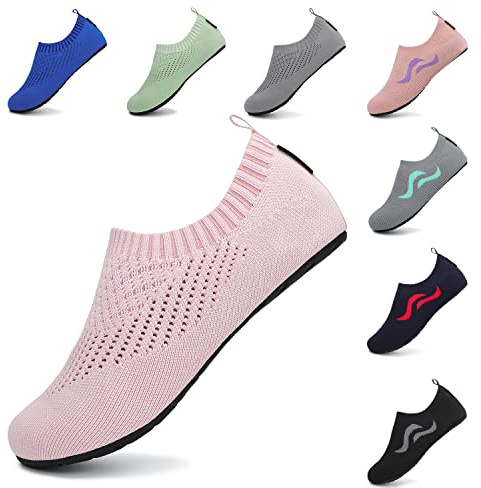 SAGUARO Femme Chaussures d'eau Homme Chaussures de Plage Unisexe Chaussures Aquatiques Respirant Séchage Rapide Chaussures de Natation Rose 40/41 EU