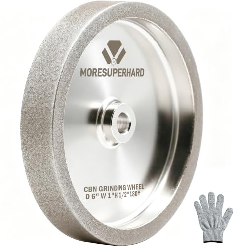 Moresuperhard CBN Grinding Wheel 6 inch, 180 Grit,1/2 Bore, 1 Wide,Aluminum Body,for Sharpening High Speed Steel Tools Woodturning Tools,for All Kinds of 6 inch Bench Grinders