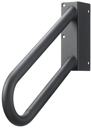 Hold Tight Handrails Steel Jamb-Mount Handrail - Heavy Duty Stair Railing for Decks, Porch, Mobile Homes, Short Stairway - Weatherproof & Non-Slip Powder Coated Finish - [Left Handed], [18], [Black]