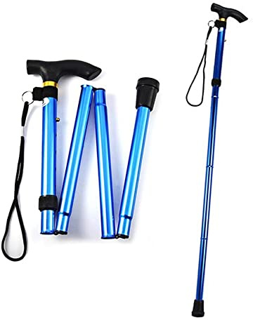 Aluminum Metal Walking Stick Easy Extendable Adjustable Folding Collapsible Lightweight Durable Walking Cane with Comfortable Grip For Men and Women Travel Cane