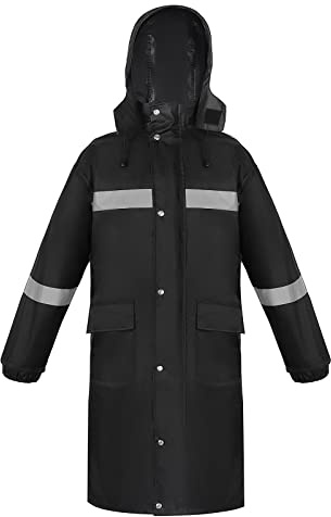 Btmpmcs Mens Long Waterproof Raincoat Reusable Rainsuit Hooded Rainwear Portable Packable Rain Gear Outdoor Anti-Storm Work Wear Long Coat for Climbing, Cycling, Farming, Hiking