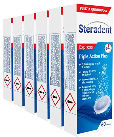 Steradent Express, Compresse Effervescenti per la Pulizia della Protesi Dentale, Sensazione di Freschezza, 90 Pastiglie