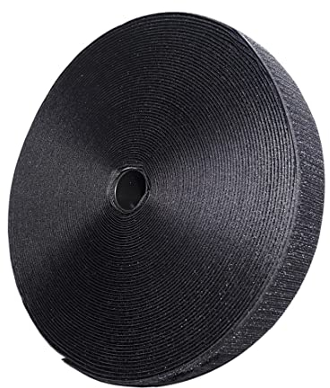 25 Meter / Klettbänder zum Nähen – nur eine seite: Haken – starker Halt, Rolle Belcro zum Verbinden von Vorhängen, Teppichen, Stoffen, Verschlussband, Klettverschluss, (20 mm Haken, Schwarz)