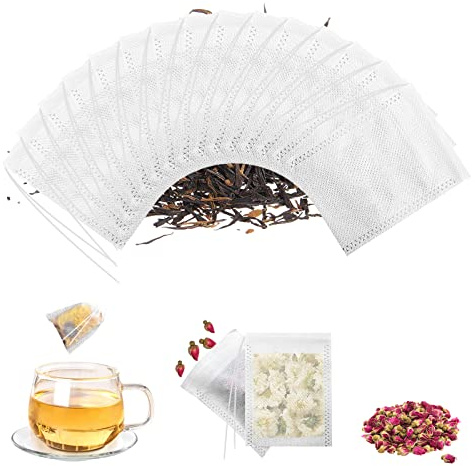 Relota 600 stück Teebeutel für Losen Tee, Teefilter 7x9 cm Filterbeutel Tee | mit Kordelzug Verschluss, Teefilterbeutel zum Selbstbefüllen für Losen Tee, Gewürze, Kaffee, Kräuterpulver(Weiß)