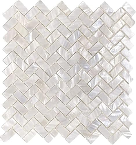 Introscience Mosaïque en Nacre pour Dosserets de Cuisine, Murs de Salle de Bain, Spas, Piscines - Blanc, 2 mm, 280mm x 280mm, 10 Pièces