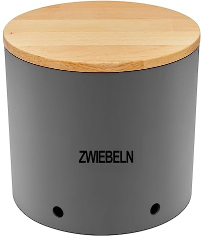 Magu Vaso per cipolla dal design naturale, colore antracite, in un polimero realizzato con materiali naturali, contenitore per cipolla