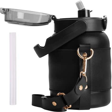 Belle Vous Mug Isotherme Noir en Acier Inoxydable - Gobelet Isotherme Étanche de 800 ml pour Boissons Chaudes & Froides - Mug Portable Anti-Fuite