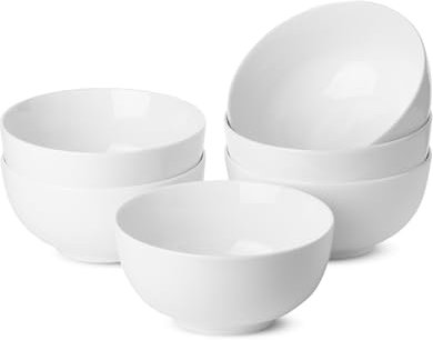 Brew To A Tea BTaT- White Bowls Set of 6, 16 oz, White Cereal Bowls Set of 6