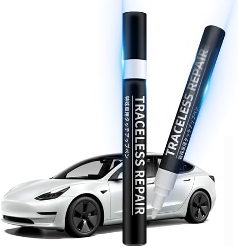 Ywooon Lack up Farbe für Tesla Model Y 3 X S Lack Reparatur Kit Lackierstift und Pinsel 2 in 1 Auto Farb Rand Kratzer Reparatur Automobil 1 Stück (Perle White Multi-Coat-PPSW)