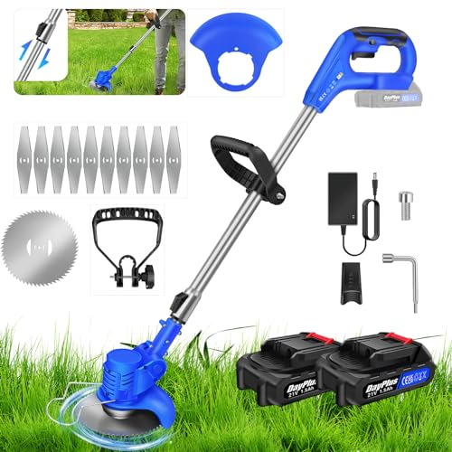Wiederaufladbarer Rasenmäher Grasschneider, Elektrischer Unkrautvernichter mit scharfen Klingen, Schnurloser Akku-Strimmer mit verstellbarem Kopf, Unkrautvernichter für, Gärten, Rasen, Felder