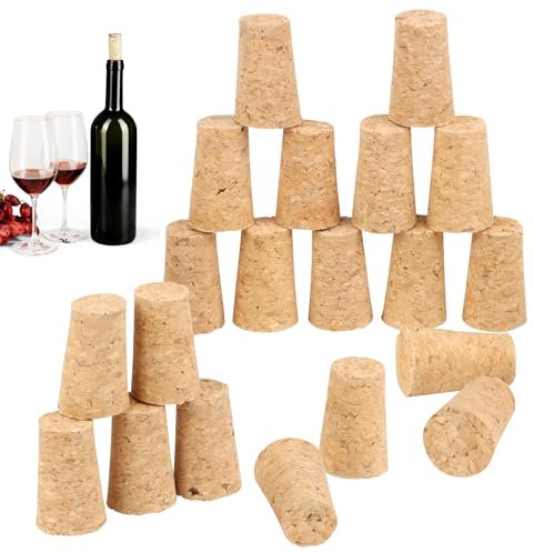 LOBVABA 20 Bouchons en Liège Naturel, Bouchon Liège Bouteille Vin en Bois, Bouchons à Vin pour Bouteilles de Vin