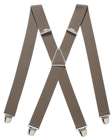 PIERROT Breda hängslen för män tillverkade i Frankrike - ultrastark elastisk och 4 extra starka X-klämmor - justerbar storlek upp till 130 cm - livstidsgaranti - hantverk, Ljusbrun fönsterlucka, One