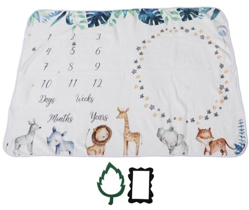 Neugeborenendecke aus Flanell 3 Stück für Babyfotos | Wachstums Erinnerungsfotodecke, Mehrzweckig und Schnell Trocknend, Geschenk zur Babyparty
